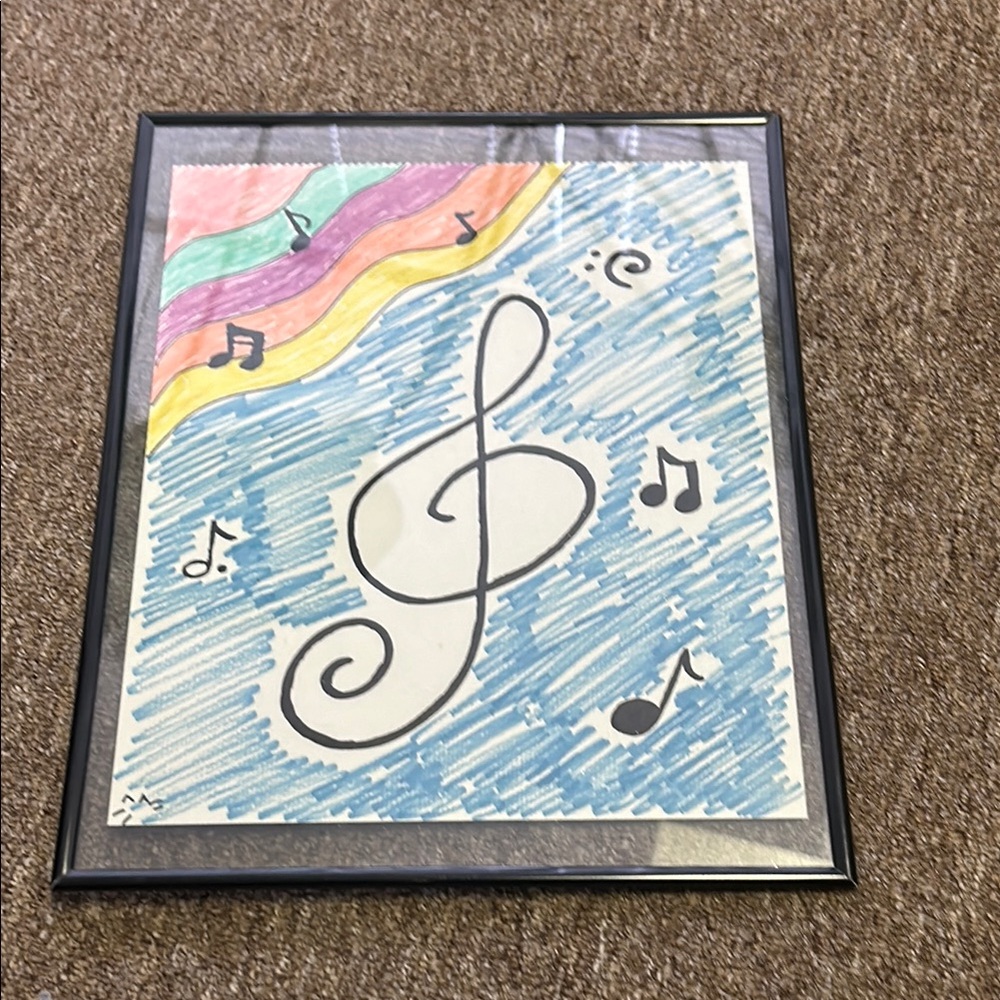 Framed Musical Art with Colorful Design